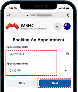 Appointment booking system Melbourne Sexual Health Centre MSHC